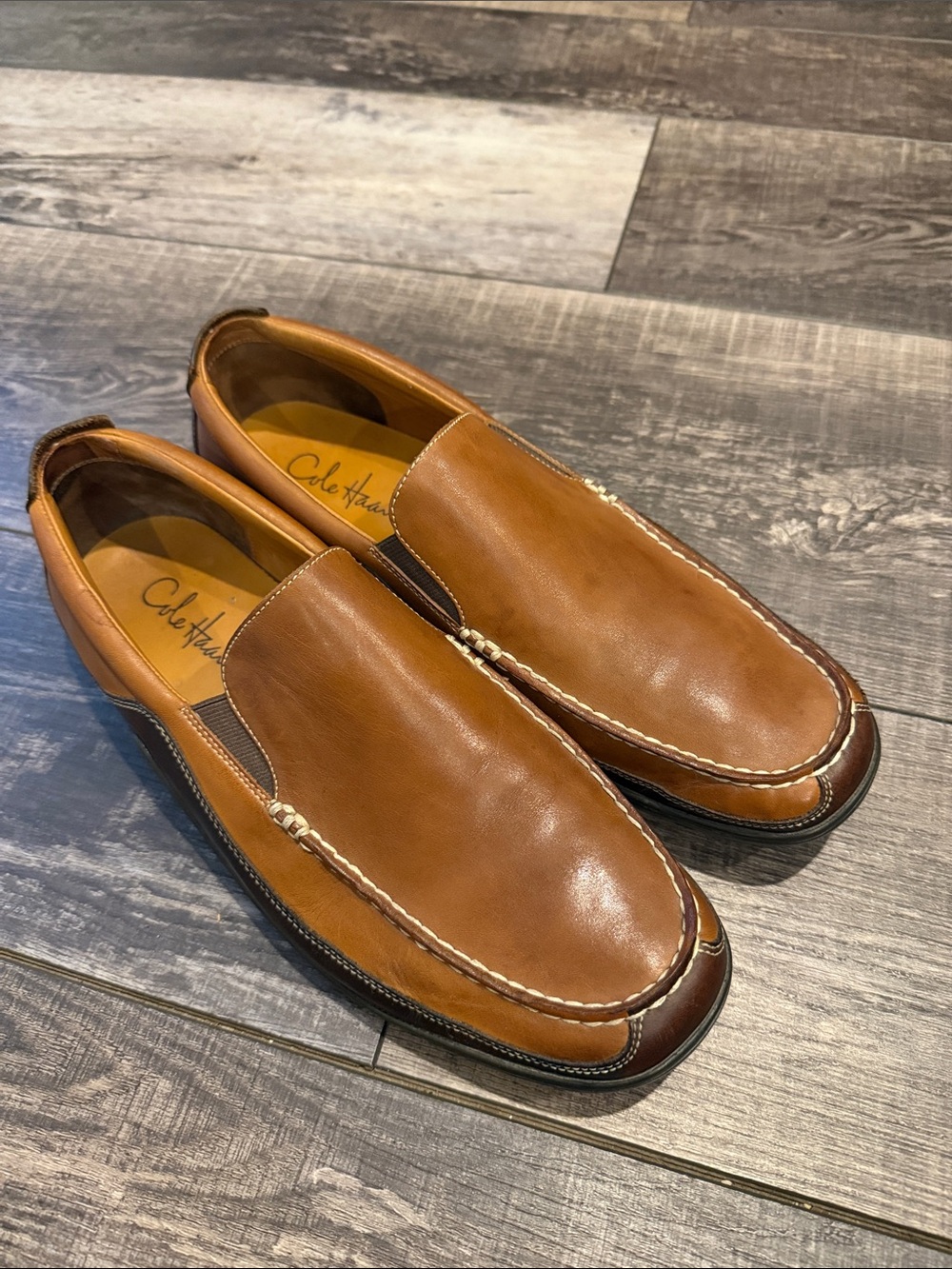 Cole Haan Men's Tan Leather Slip-On Loafers
